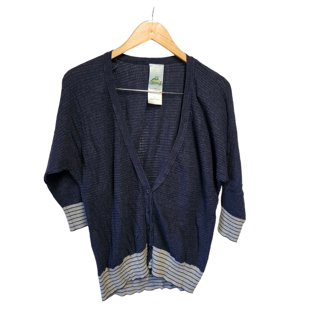 ANTHROPOLOGIE APHORISM Cardigan LARGE Blue and Gray